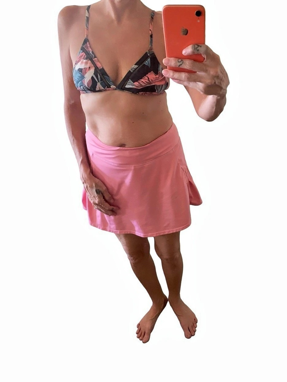 Abstract Bikini Top in Pink & Black Like New